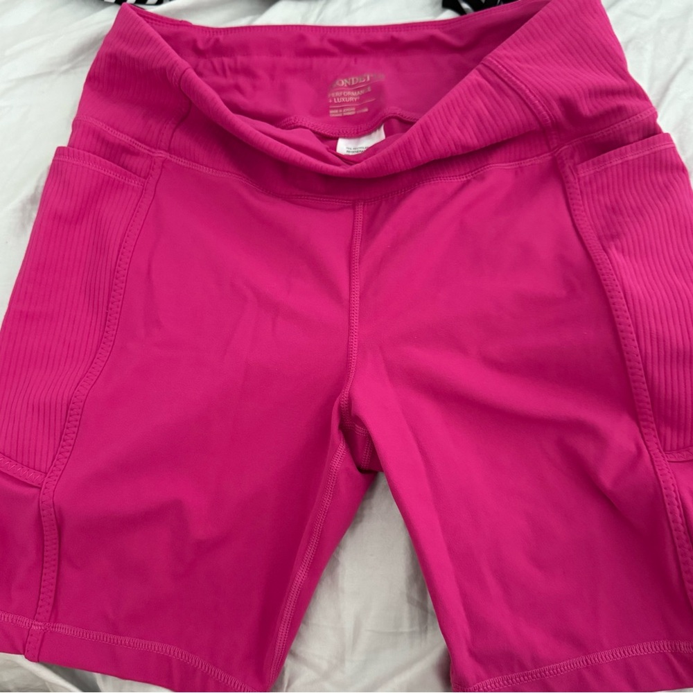 Mondetta Pink Bike Shorts with Moisture-Wicking Fabric and Wide Waistband
